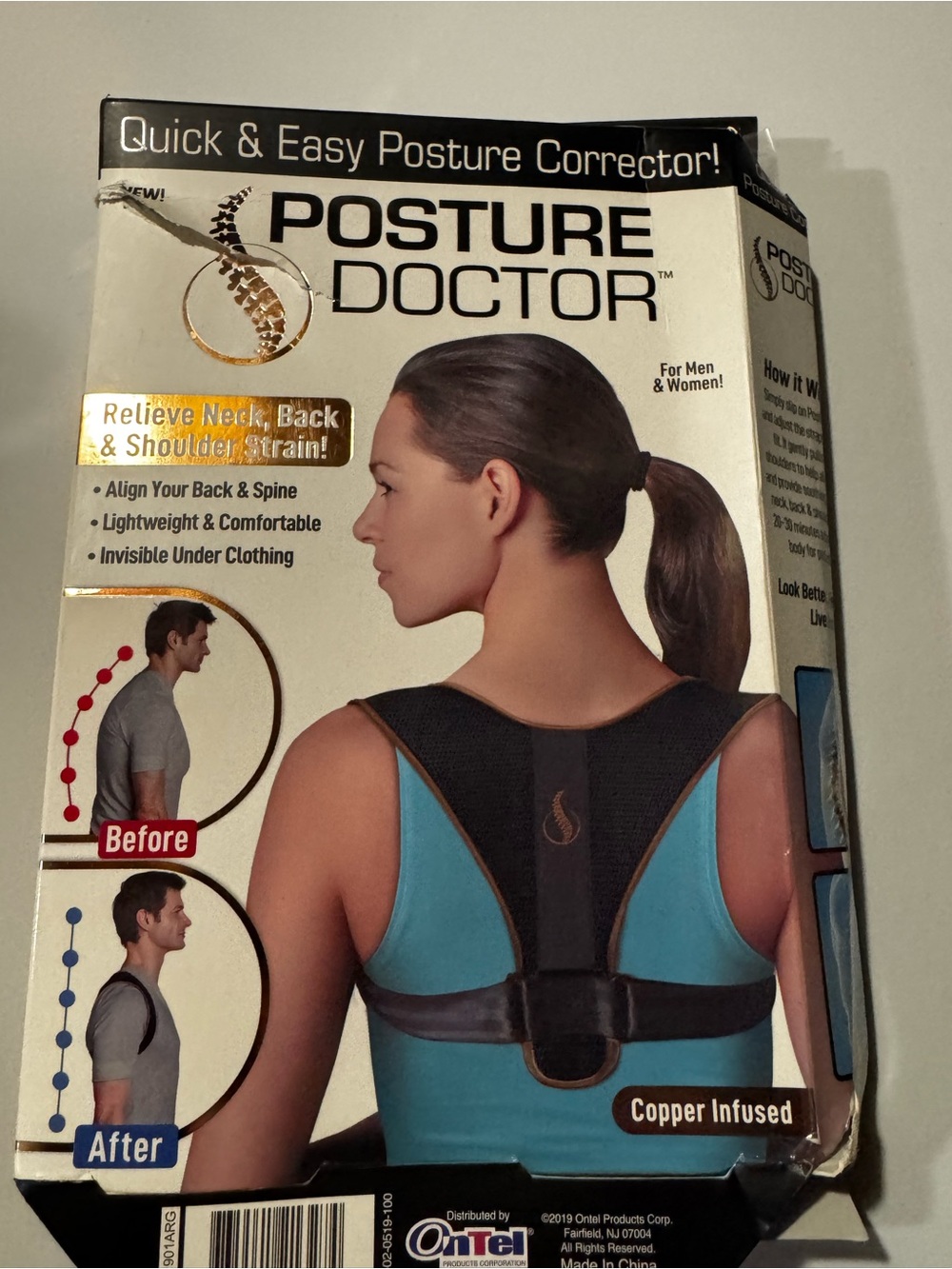 Posture Doctor Copper Infused Posture Corrector - Teal & Black